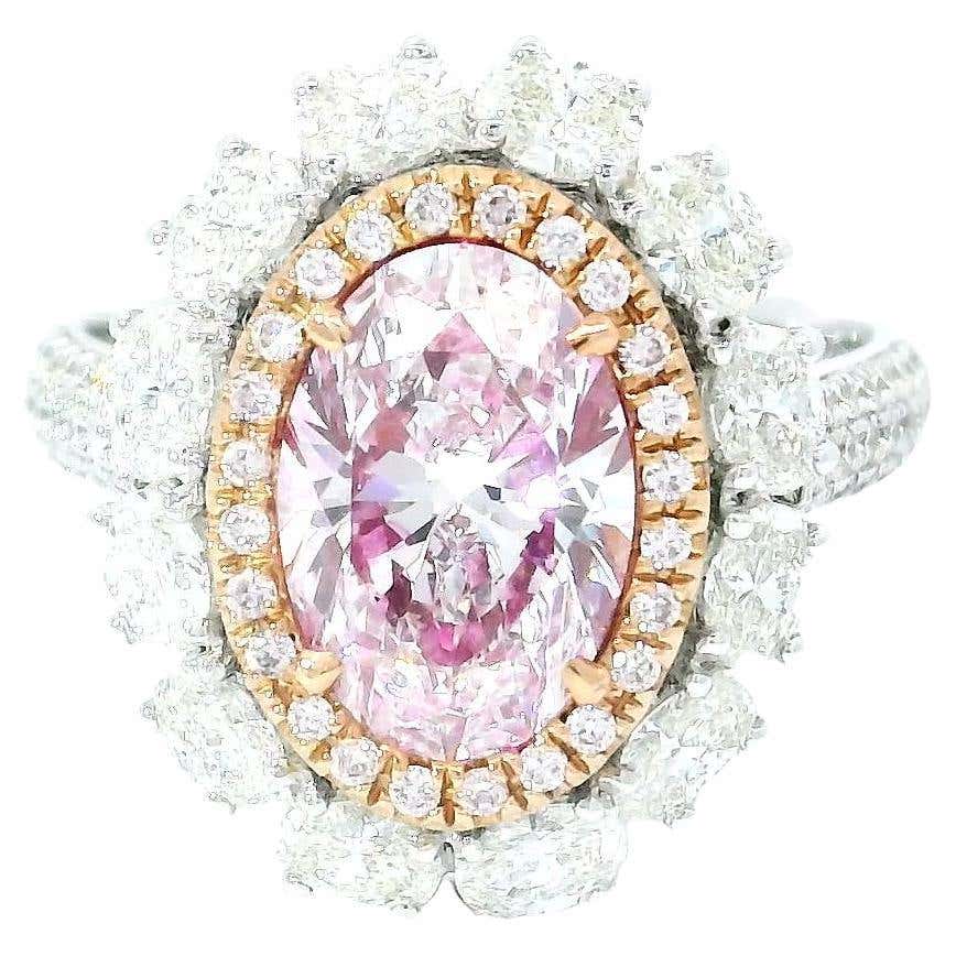 0.56 CT GIA Certified Light Pink Natural Color Diamond Halo Ring For ...