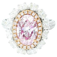CGL Certified 1.90 Carat Faint Pink VVS2 Clarity Diamond Ring