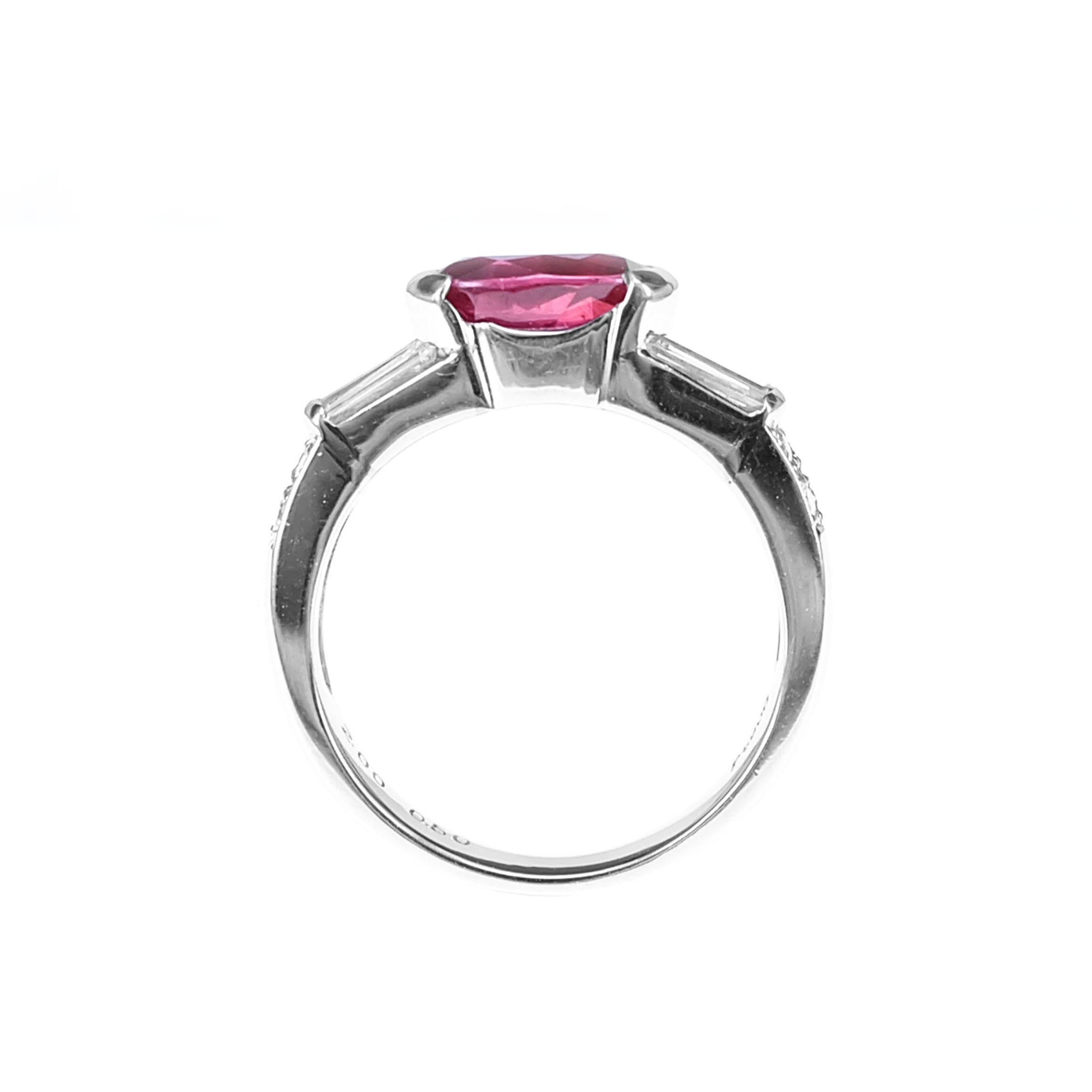 Contemporary CGL Certified 2.00 Carat Vivid Red Ruby Diamond PT900 Solitaire Ring For Sale
