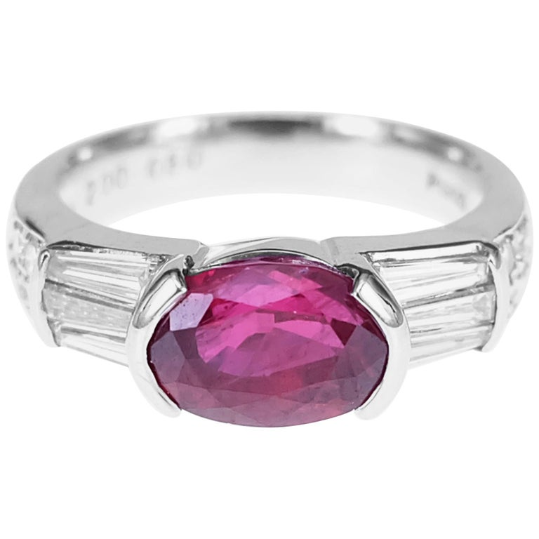 CGL Certified 2.00 Carat Vivid Red Ruby Diamond PT900 Solitaire Ring For  Sale at 1stDibs