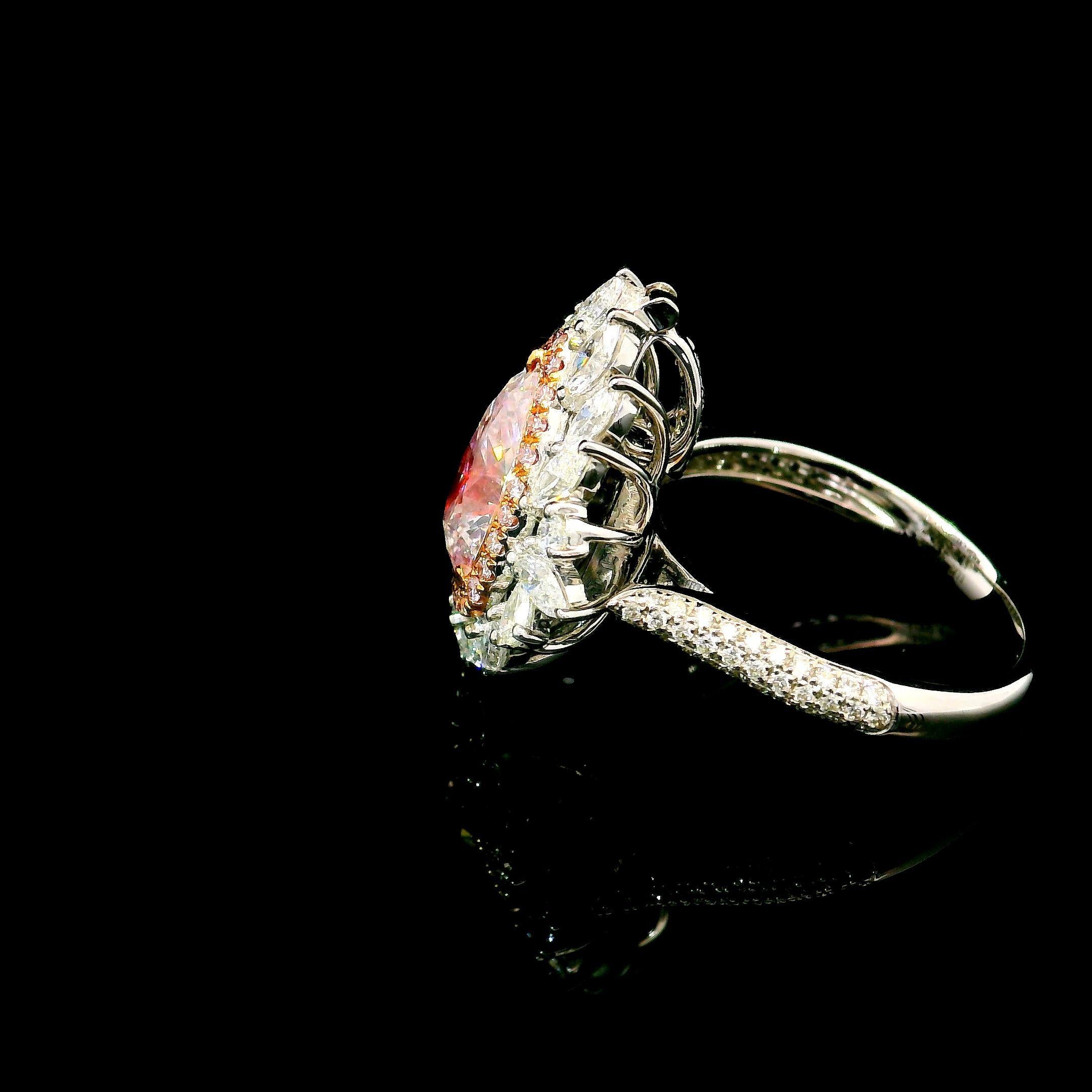 CGL Certified 2.04 Carat Very Light Pink I1 Clarity Diamond Ring For Sale 1