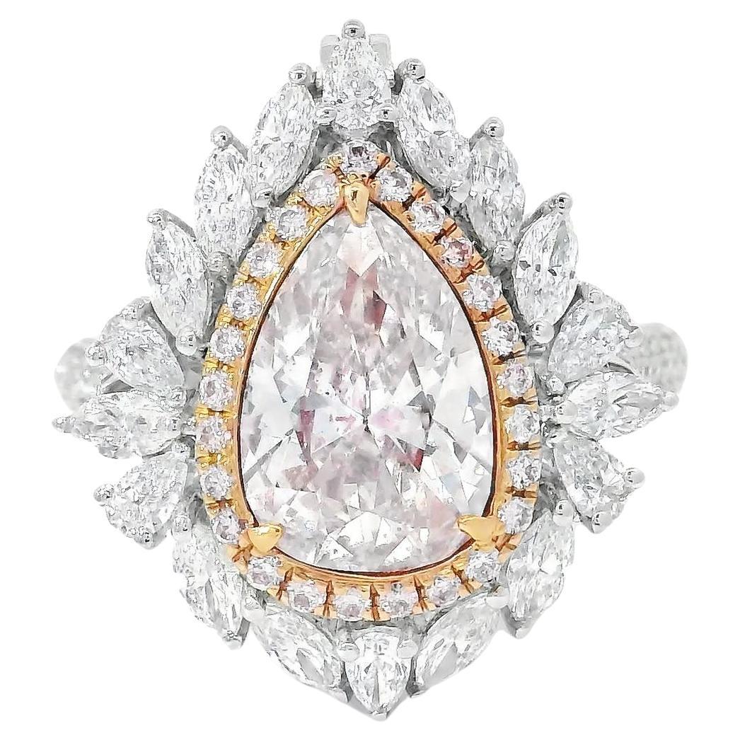 CGL Certified 2.04 Carat Very Light Pink I1 Clarity Diamond Ring