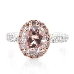 Anillo de diamantes rosa anaranjado profundo con certificado CGL de 2,24 quilates, SI-2, natural fantasía