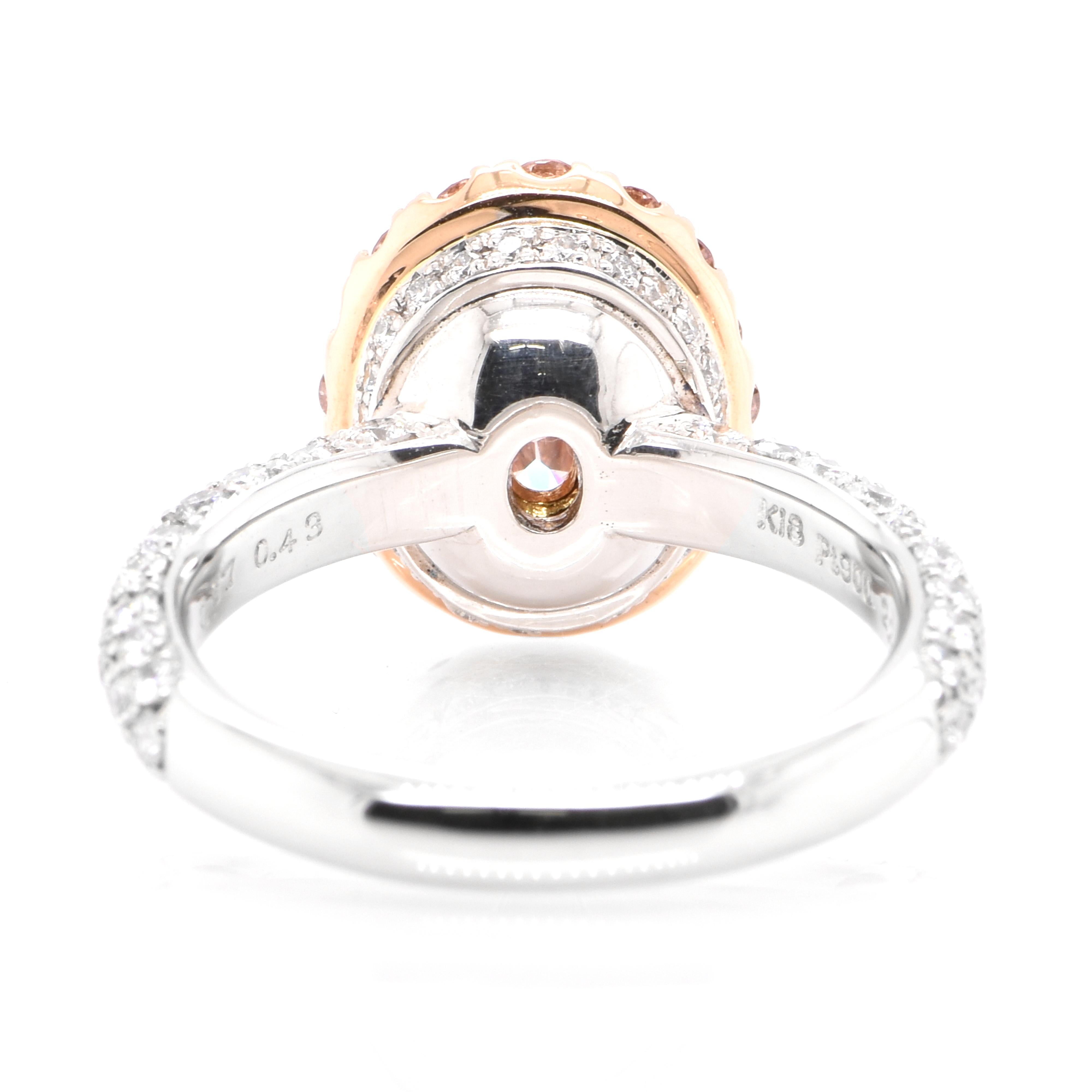Modern CGL Certified 2.24 Carat, SI-2, Natural Fancy Deep Orangish Pink Diamond Ring For Sale
