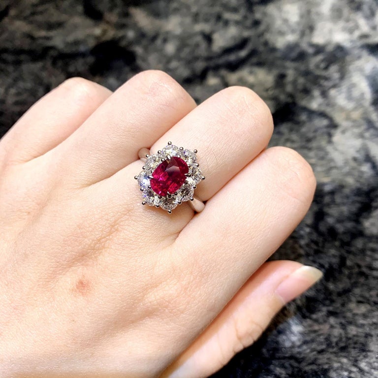 Certified 2.32 Carat Vivid Red Ruby and Solitaire Ring 900 For Sale at 1stDibs | red diamond ring