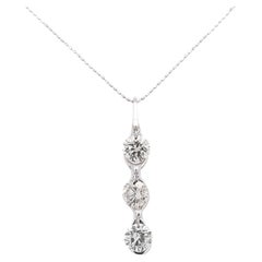 CGL Certified 3.38 Carat Diamond Dangle Pendant Necklace in 18K White Gold