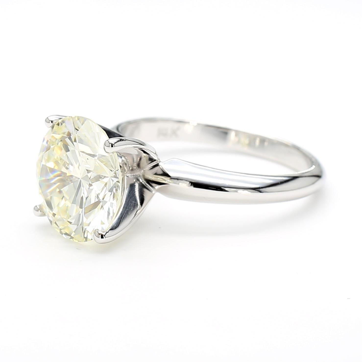CGL zertifiziert 4,12 Karat I/VS1 Diamant 14K Weißgold Solitär Verlobungsring Damen im Angebot