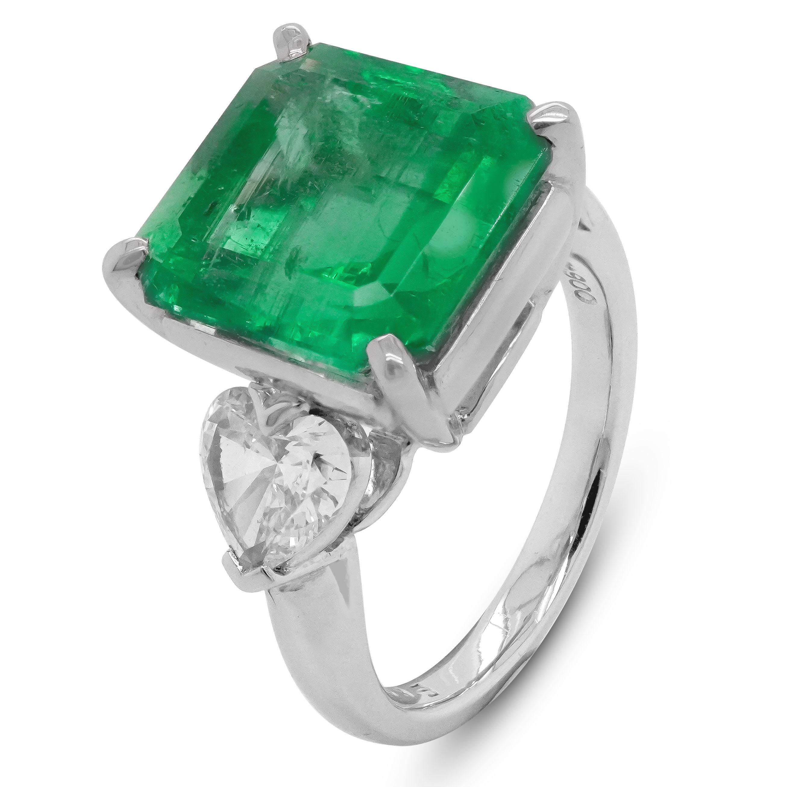 Women's or Men's CGL Certified 6 Carat Colombia Emerald & Diamond Classical Engagement Ring NEW