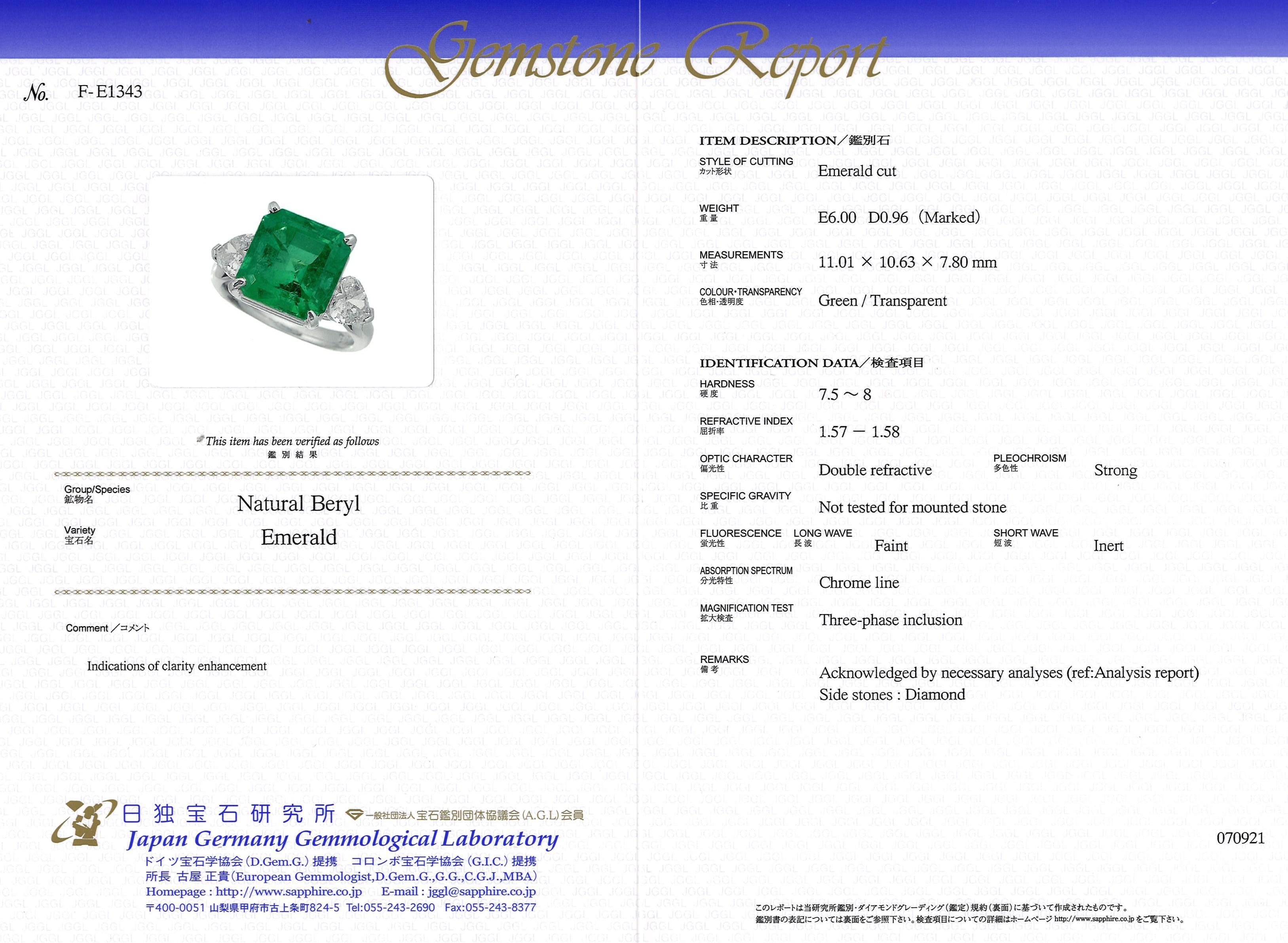 CGL Certified 6 Carat Colombia Emerald & Diamond Classical Engagement Ring NEW 1