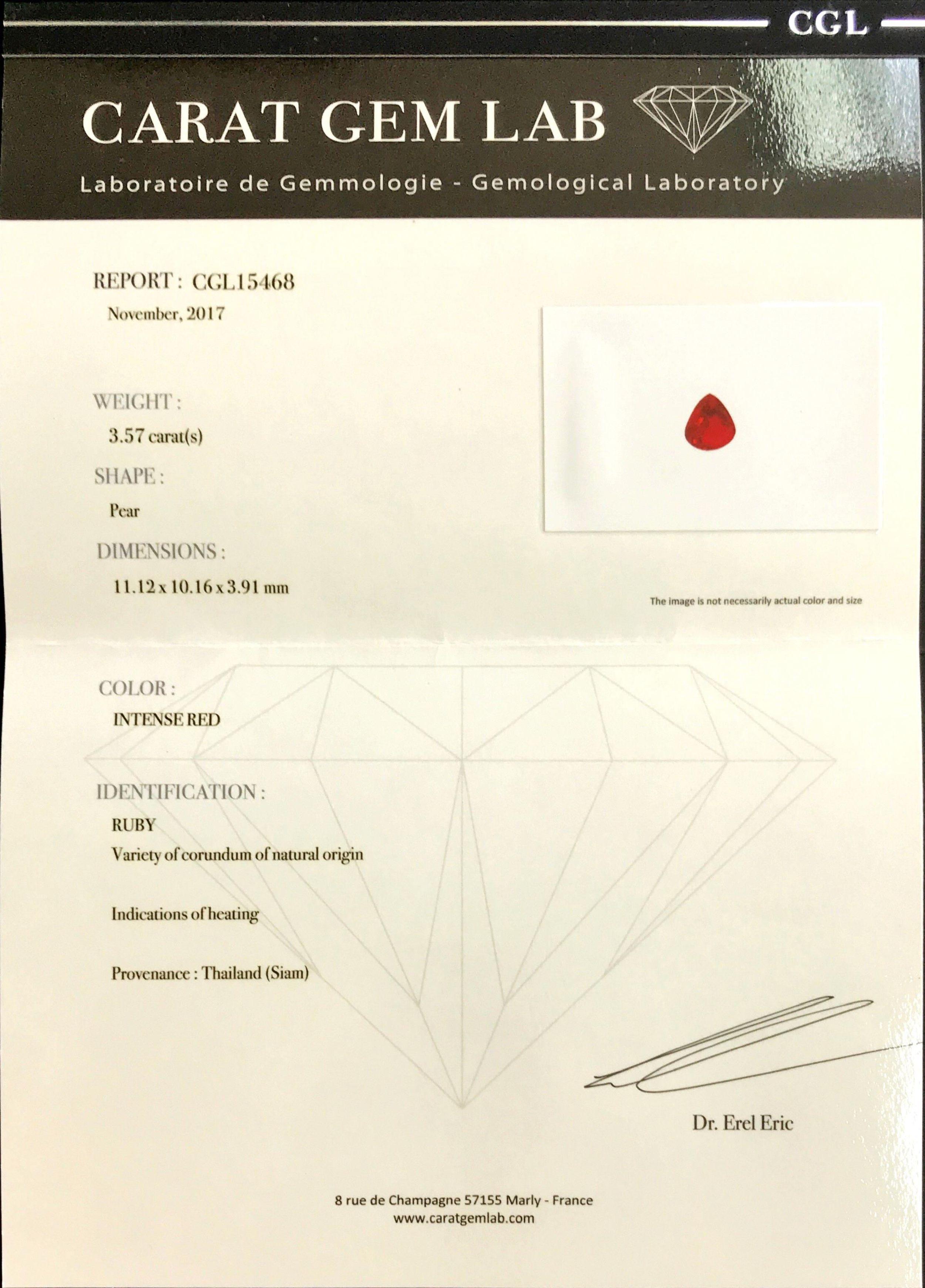 CGL Certified 7.04 Carat Thai Ruby and Diamond 18 Karat Gold Earring 2
