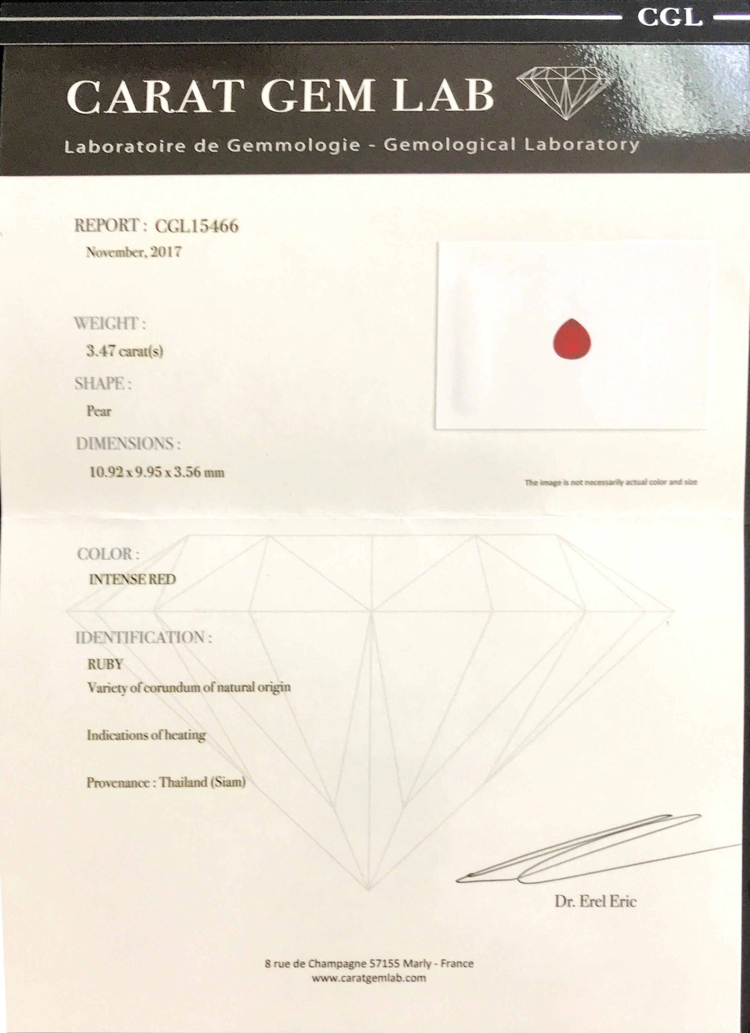 CGL Certified 7.04 Carat Thai Ruby and Diamond 18 Karat Gold Earring 1