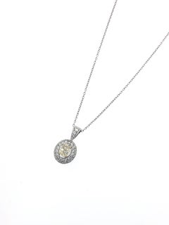 CGL Certified Fancy Yellow Diamond Cluster Pendant and Chain