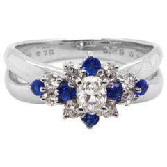 CGL Certificato Hauynite Pietra rara Diamante Squisito Anello Cocktail Platino PT900