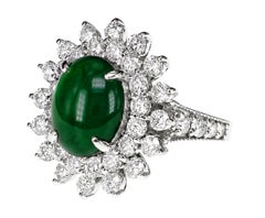 CGL Japan Lab Certified 4.03 Carat Jadeite 'Jade' Diamond Solitaire Ring PT900