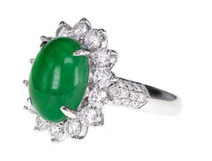 CGL Japan Lab Certified 5.18 Carat Jadeite 'Jade' and Diamond Wedding Ring