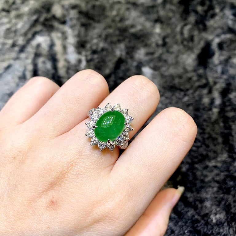 CGL Japan Lab Certified 5.18 Carat Jadeite 'Jade' and Diamond Wedding Ring  For Sale at 1stDibs | jade wedding rings, jadeite wedding ring, jade  engagement ring