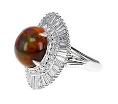 CGL Japan Lab Certified 5.22 Carat Mexican Opal Diamond Solitaire Ring