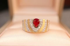 CGRL Certified Non-Heat Ruby Gold Ring with Italian HandCraft