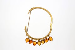 C.Guillano Yellow Gold Bangle with Orange Citrine Hearts, circa 1880