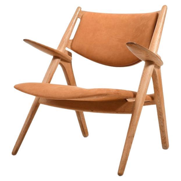 CH-28 Oak and Leather Easychair by Hans J. Wegner / New Upholstered