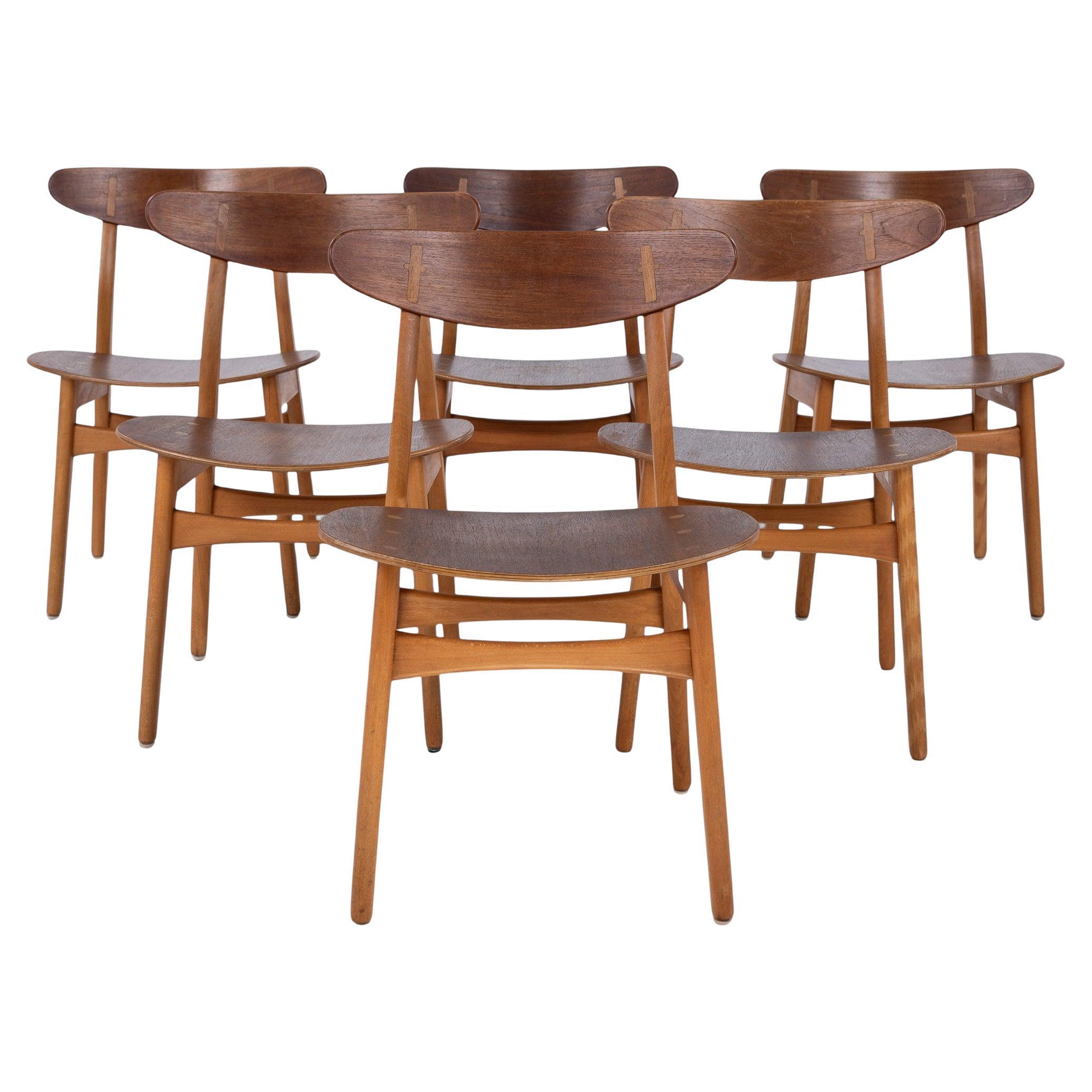 CH 30 - Set of 6 dining chair in teak by Hans J. Wegner For Sale