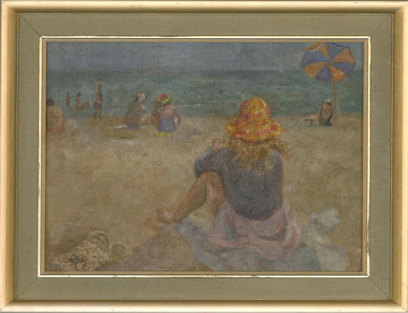 Un affascinante dipinto ad olio dell'artista H. A. C. Bagnoli, raffigurante una scena di spiaggia con figure. Firmato nell'angolo inferiore sinistro. Presentato in una cornice bianco sporco, come mostrato. Su tela su barelle.

