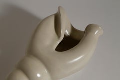 C.H. Brannam Sculptural Shell Vase, Stoneware, Ivory Glaze, 1965