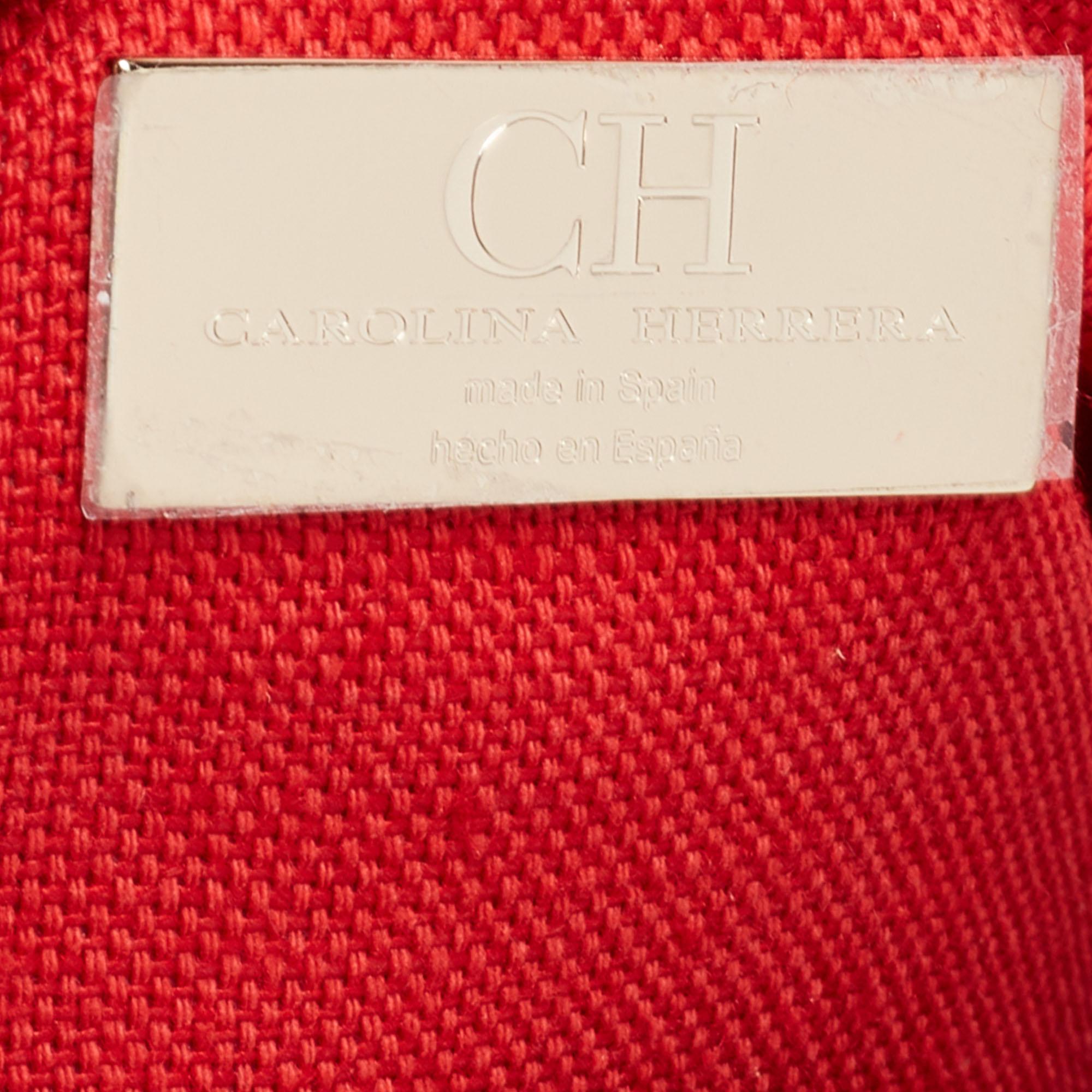CH Carolina Herrera Beige/Brown Monogram Canvas and Leather Top Handle Bag 3