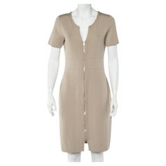 CH Carolina Herrera Vestido ajustado con cremallera frontal de punto beige M