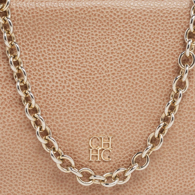 CH Carolina Herrera Beige Leather Flap Chain Shoulder Bag For Sale at ...