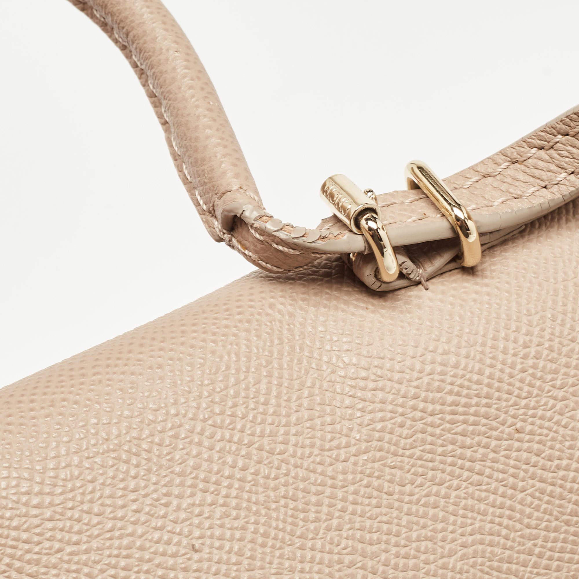 CH Carolina Herrera Beige Leather Minuetto Flap Top Handle Bag For Sale 8
