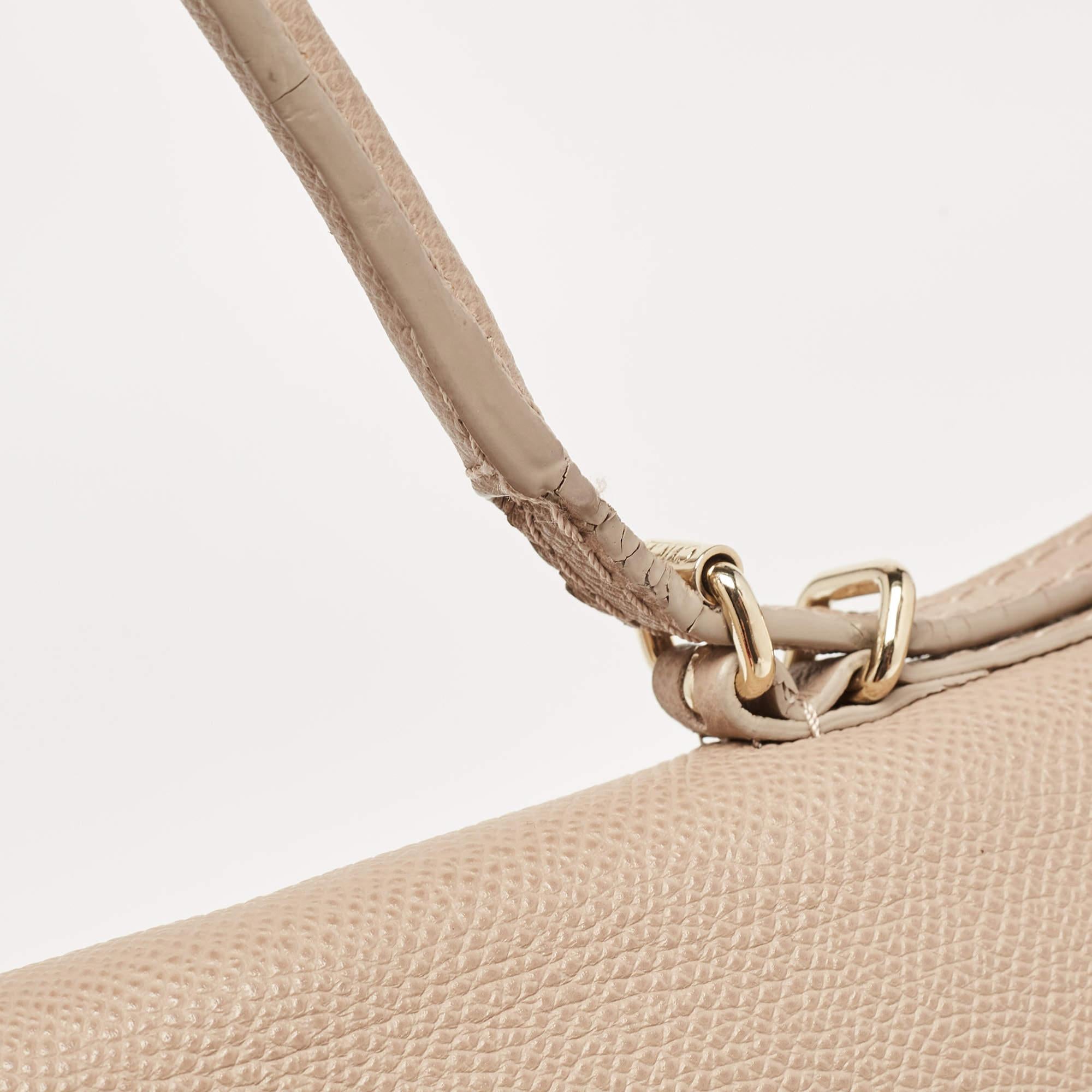 CH Carolina Herrera Beige Leather Minuetto Flap Top Handle Bag For Sale 10