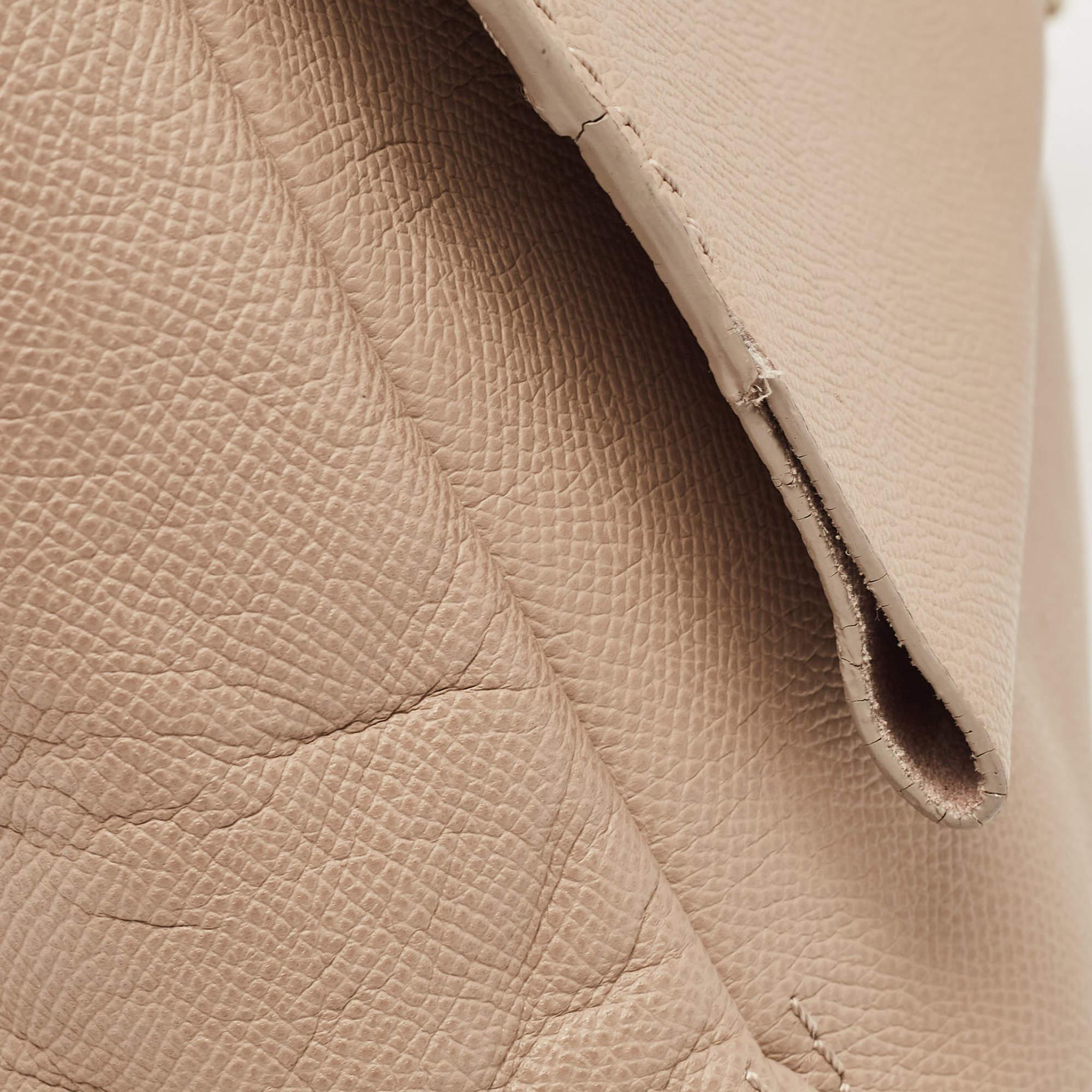 CH Carolina Herrera Beige Leather Minuetto Flap Top Handle Bag For Sale 12