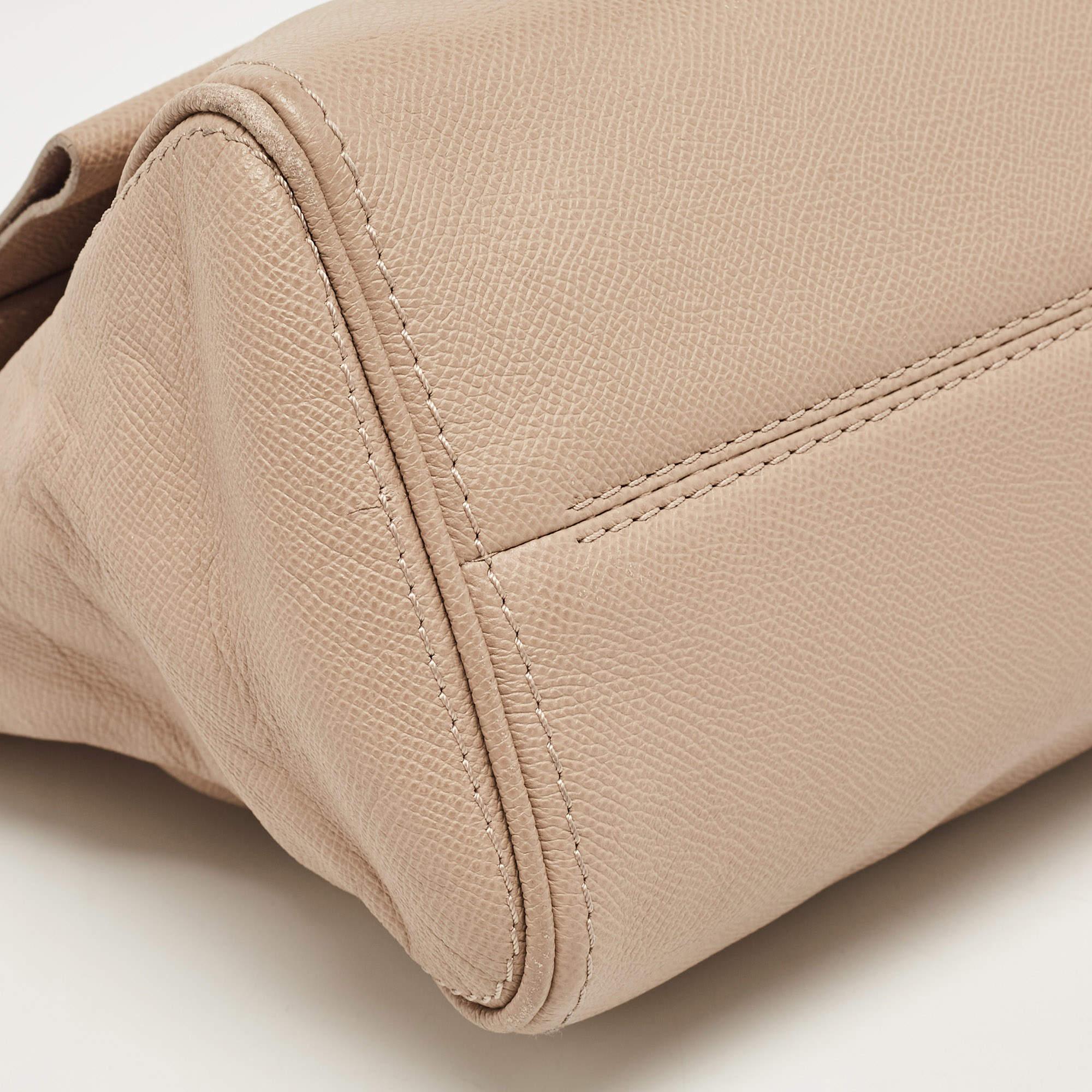 CH Carolina Herrera Beige Leather Minuetto Flap Top Handle Bag For Sale 1