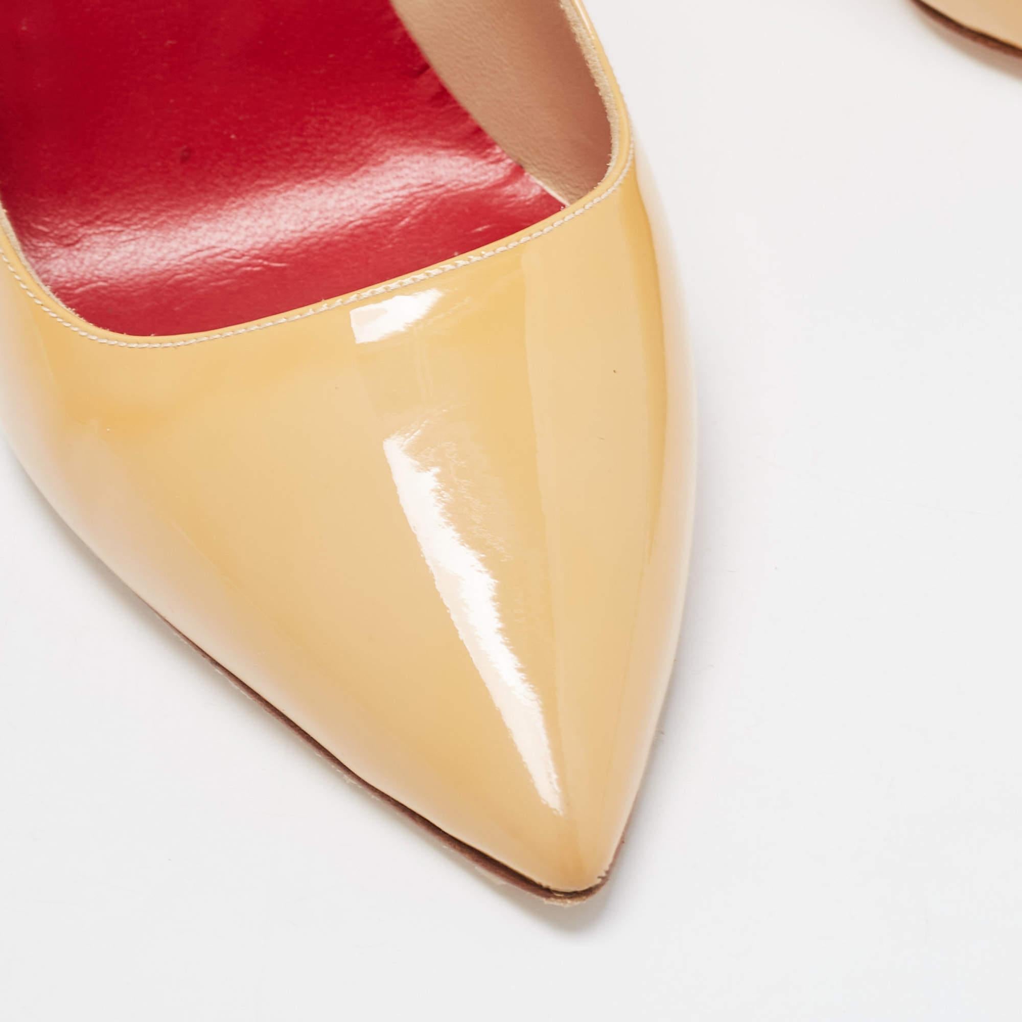 CH Carolina Herrera Beige Patent Leather Pointed Toe Pumps Size 38 3