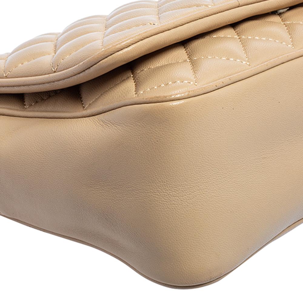 CH Carolina Herrera Beige Quilted Leather Flap Chain Shoulder Bag 2