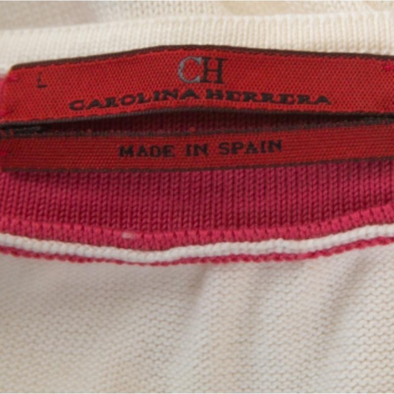 Haut sans manches Carolina Herrera en tricot bicolore avec bordure contrastée CH Bon état - En vente à Dubai, Al Qouz 2