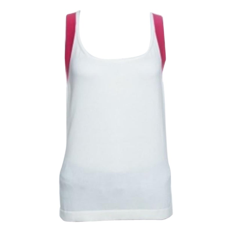 CH Carolina Herrera Bicolor Knit Contrast Trim Detail Sleeveless Top L