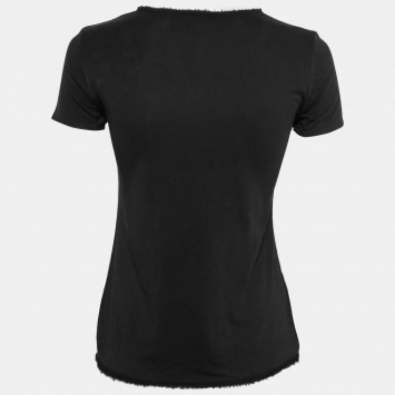 De las mujeres CH Carolina Herrera Camiseta negra de algodón con aplique de lazo XS en venta