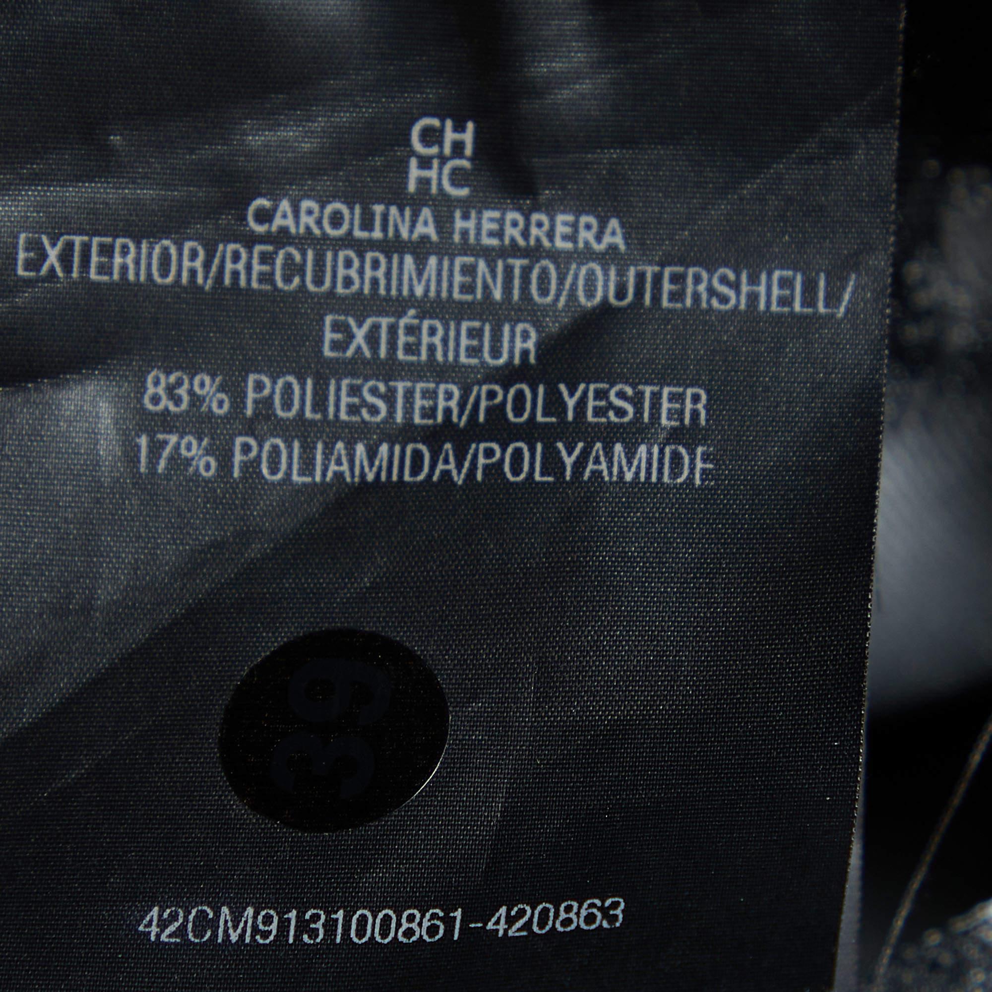 CH Carolina Herrera Black Floral Jacquard Fitted Trail Detail Gown M 2