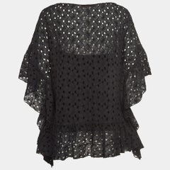 CH Carolina Herrera Black Floral Lace Oversized Kaftan Top XS