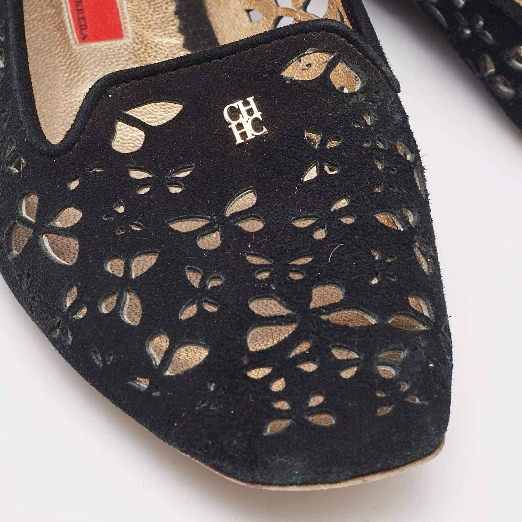 CH Carolina Herrera Chaussons de smoking en daim noir Taille 40 en vente 2