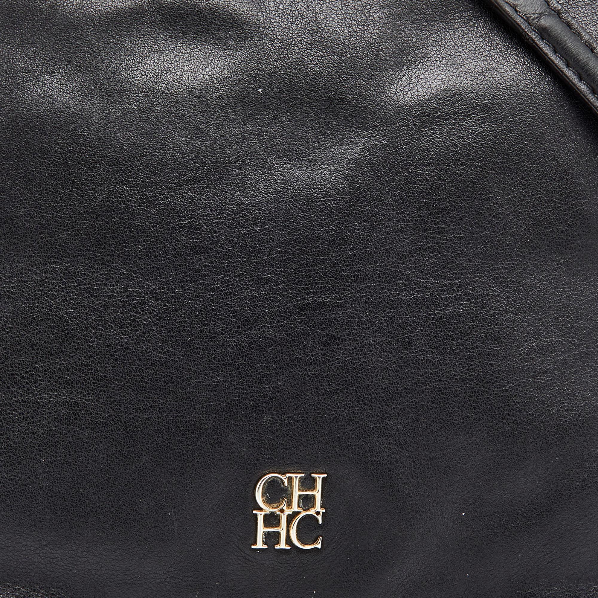 CH Carolina Herrera Black Leather Chain Flap Shoulder Bag 2