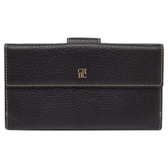CH Carolina Herrera Black Leather Continental Wallet