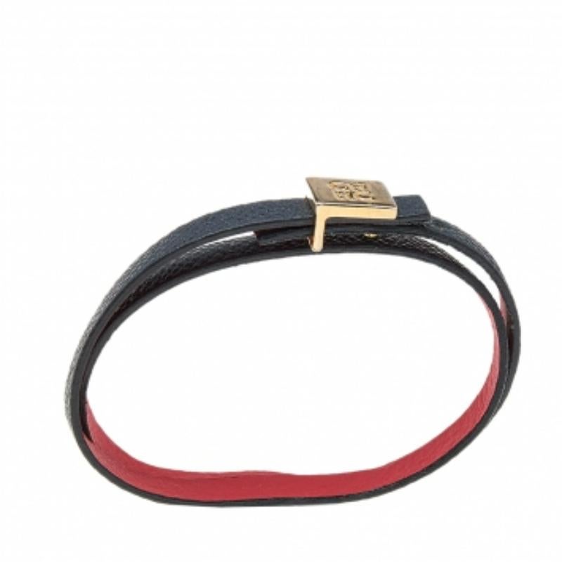 CH Bracciale doppio in pelle nera di Carolina Herrera In condizioni buone in vendita a Dubai, Al Qouz 2