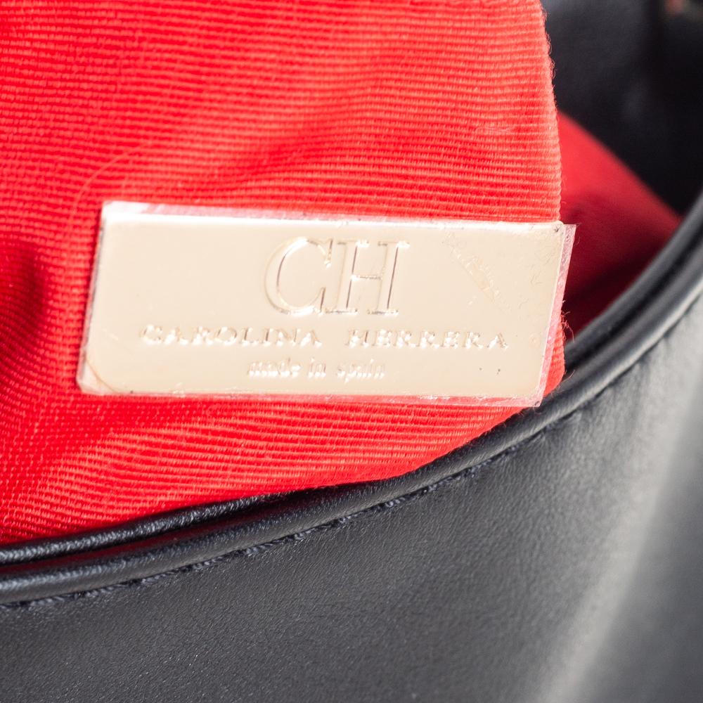 CH Carolina Herrera Black Leather Envelope Shoulder Bag 4