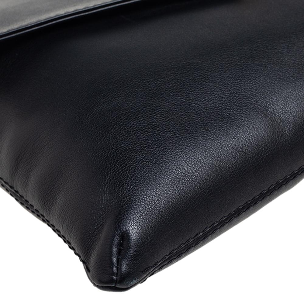 Women's CH Carolina Herrera Black Leather Envelope Shoulder Bag