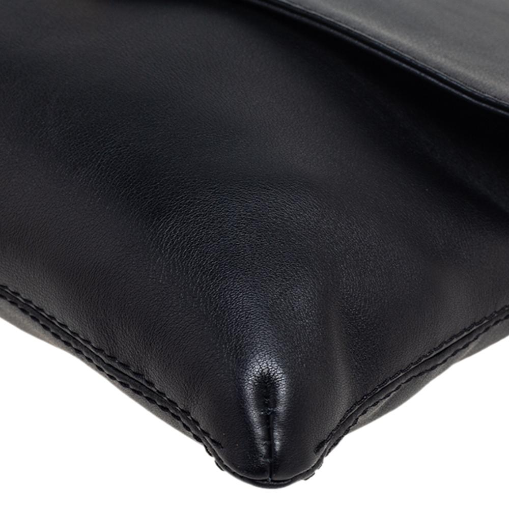CH Carolina Herrera Black Leather Envelope Shoulder Bag 1