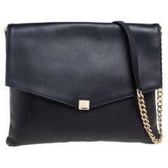 CH Carolina Herrera Black Leather Envelope Shoulder Bag