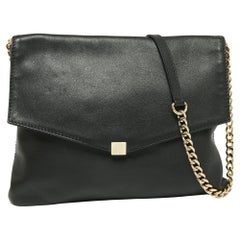 CH Carolina Herrera Black Leather Envelope Shoulder Bag
